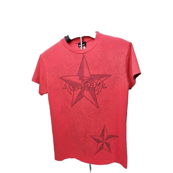 Y2K NO FEAR T-Shirt Men's S Small Double Stitch Red Black Stars Vintage Retro - Picture 1 of 7